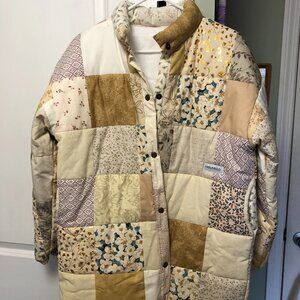 A/ASUNSOLO quilted jacket (M) multicolored beige, brown, purple, teal, gold